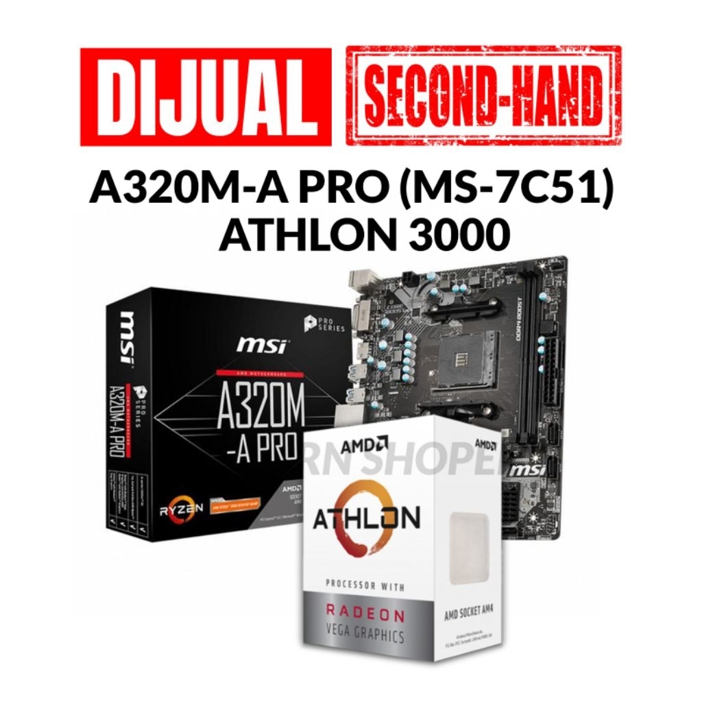 mobo msi a320-a pro + athlon 3000 [BEKAS]