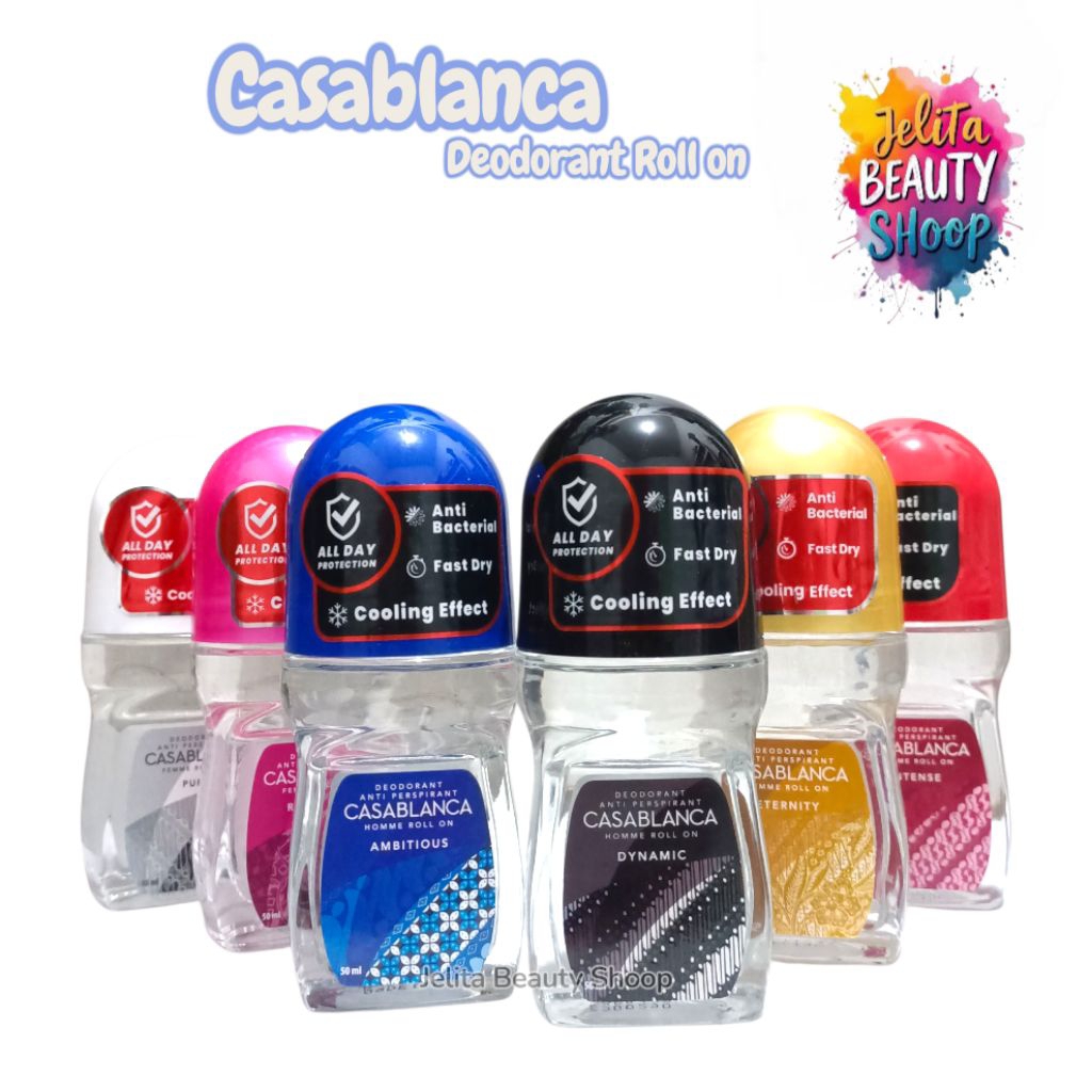 Casablanca Deodorant Roll On Antiperspirant 50ml - Deodorant Pria & Wanita Aroma Segar