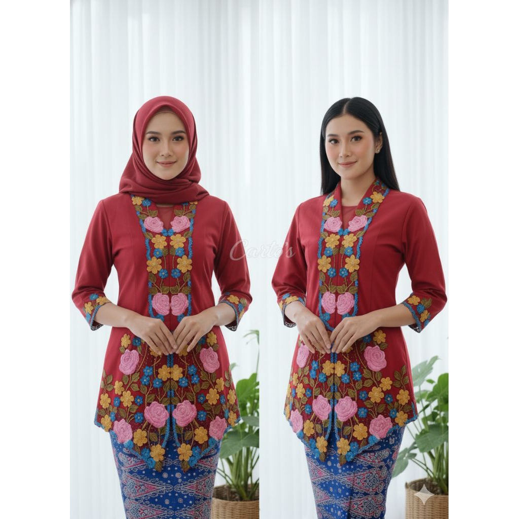 Kebaya Bordir Modern Kartini Premium – Kebaya Encim Hijab & Non Hijab – Set Kebaya Wisuda Kondangan