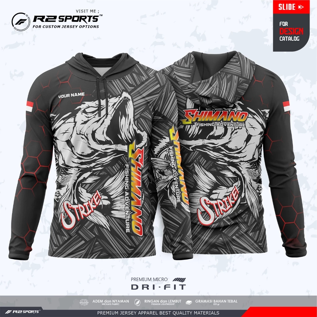 Jersey Mancing Baju Mancing CUSTOM Hoodie Premium Dryfit Milano Tebal Nyaman