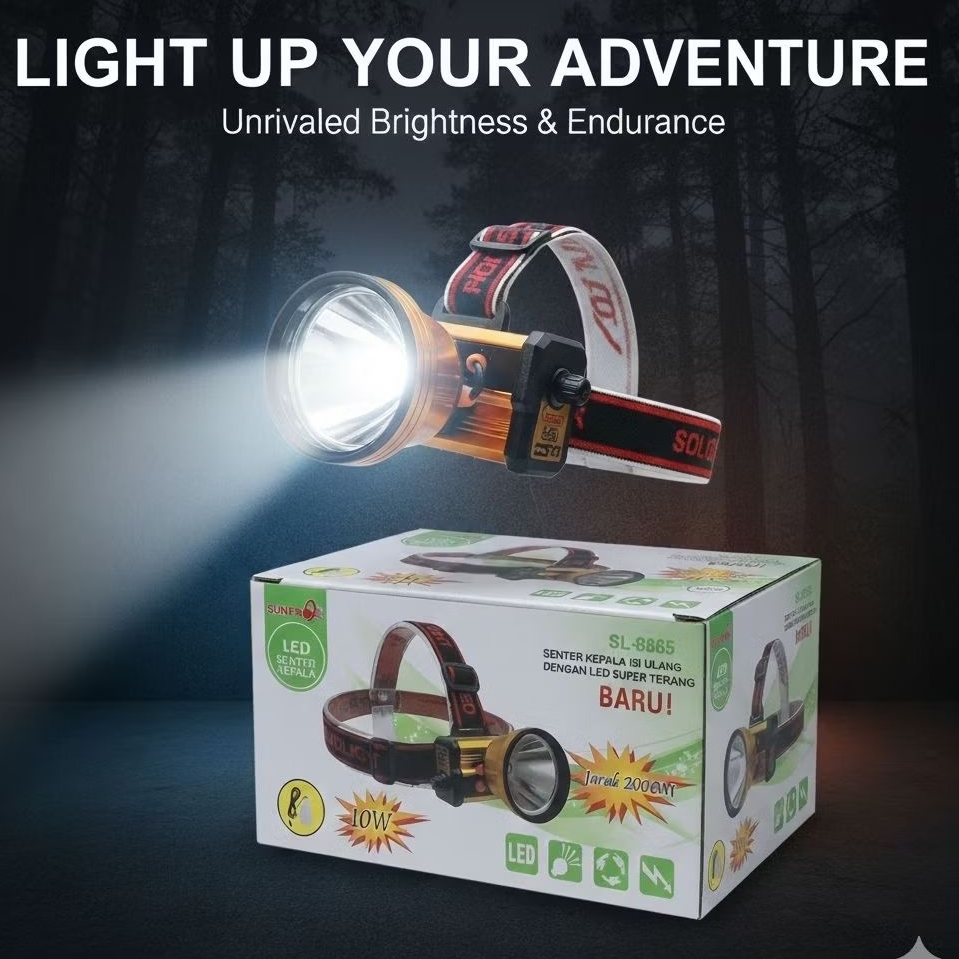 Senter Kepala Sunpro Dimmer 8865 Free Lampu DC