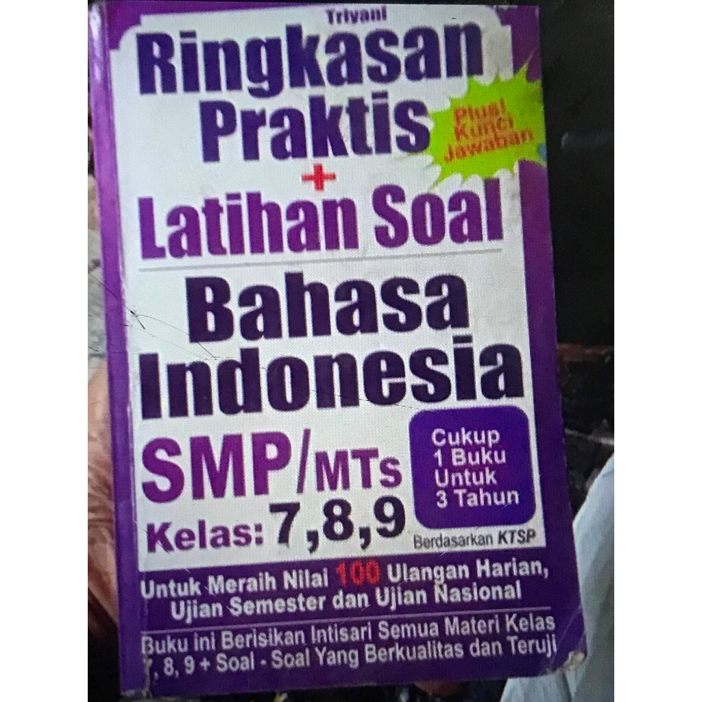 buku ringkasan praktis + soal bahasa indonesia SMP kelas 7 ,8,9 kunci jawaban