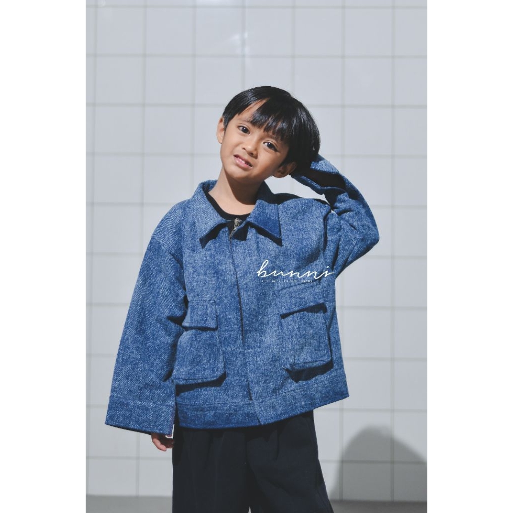 bunni_ jacket baju anak laki-laki dan perepuan jacket jeans lengan panjang jeans skena