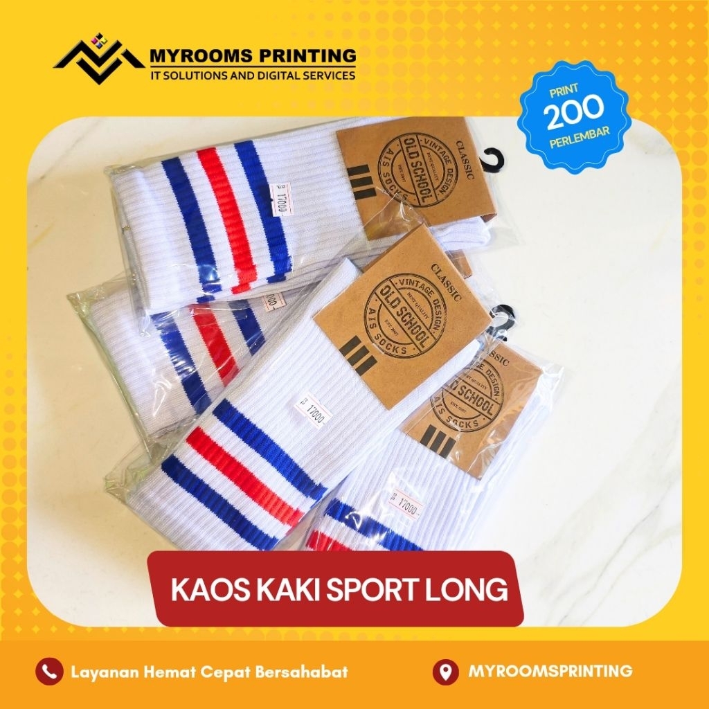 Kaos Kaki Putih Panjang Olahraga Desain Vintage