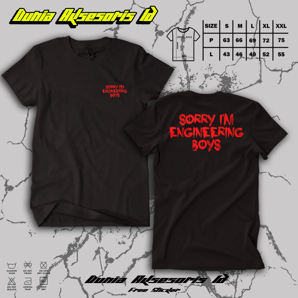 Kaos" SORRY IM ENGINEER BOYS " | Kaos Teknik Mesin | Kaos Engineering | Baju M Solver