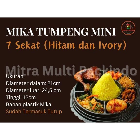 GROSIR 1 DUS Mika Tumpeng Mini Sekat 7 isi 100 HItam/Ivory | Mika CT-20 Sekat |Tempat Nasi Tumpeng M