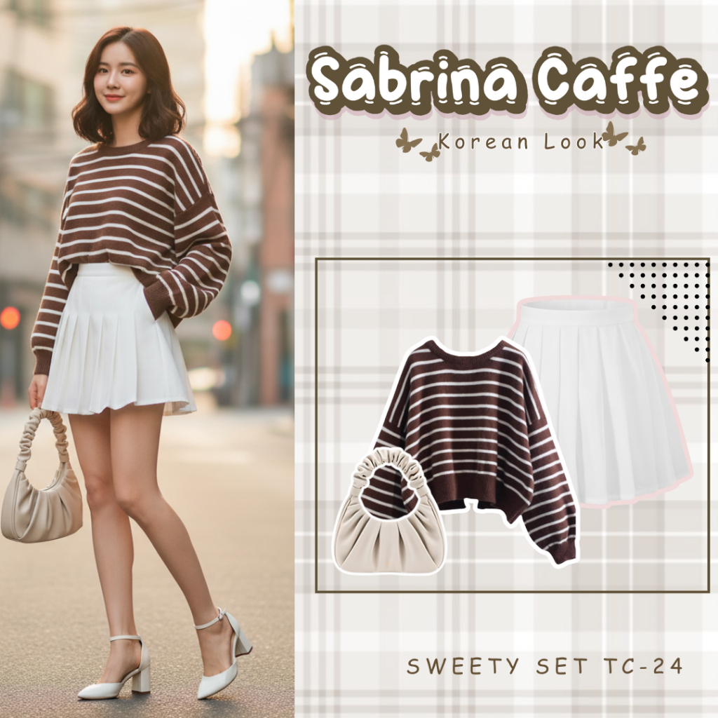 One set Wanita Korean Look ( Sweater + Rok Mini ) Ootd Remaja SWEETY SET TC-24