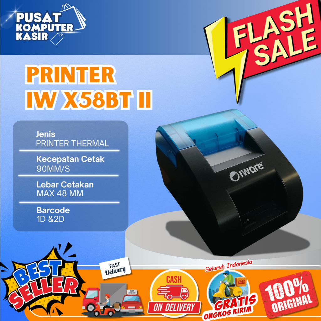 PRINTER THERMAL X58BT II BLUETOOTH CETAK RESI | PRINTER THERMAL RESI 58mm | PRINTER THERMAL MINI RES