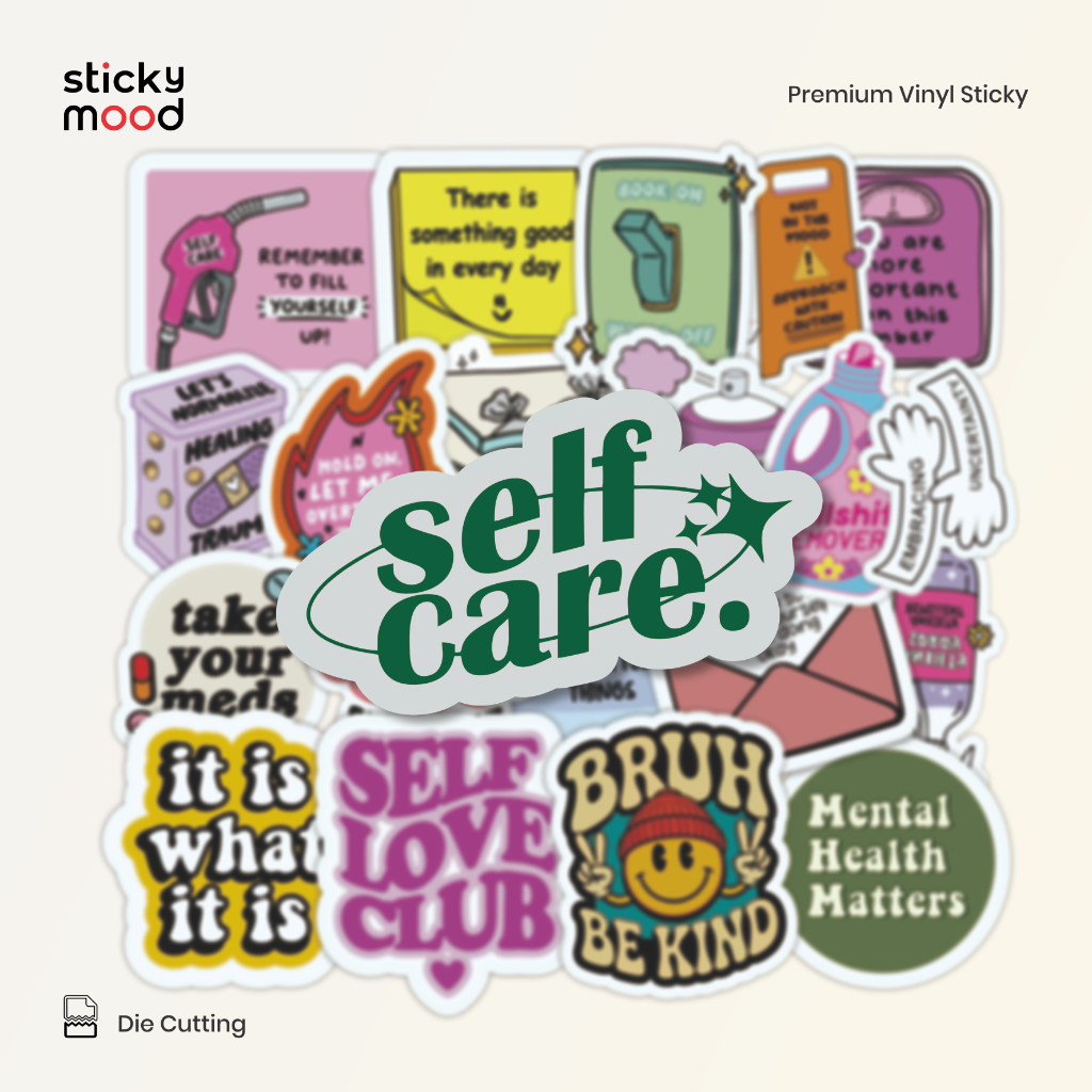 50 Pcs Sticker Mental Health Waterproof (HP, Laptop, Buku, Tumblr)