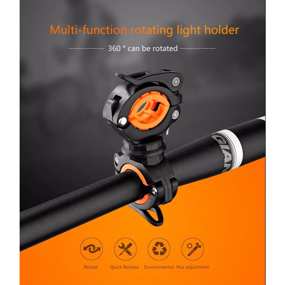 GlestRadio - Bicycle Clip Clamp Penjepit Senter Setang Sepeda 360 Derajat - ZH1035 - Black/Orange