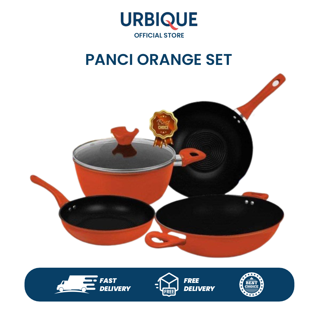 Panci Set Panci Memasak Mie Panci Kuah Diameter 16 Cm Orange Panci Set Orange Panci Set
