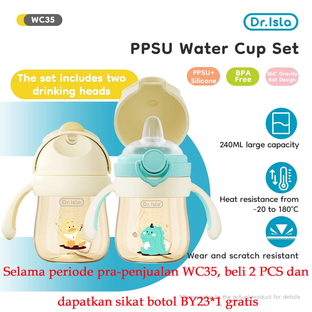 Dr.isla Dot Bayi Botol Susu PPSU 240ml Botol Minum Bayi BPA Free Botol Bayi Newborn 1 Set WC35