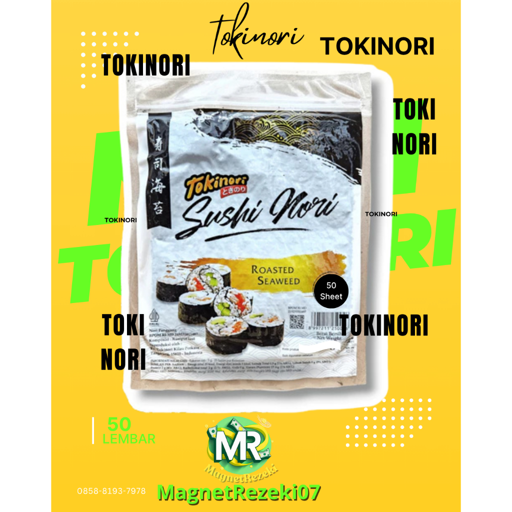 TOKINORI NORI 50 LEMBAR -SUSHI NORI 50 LEMBAR-HIJAU GELAP-HALAL