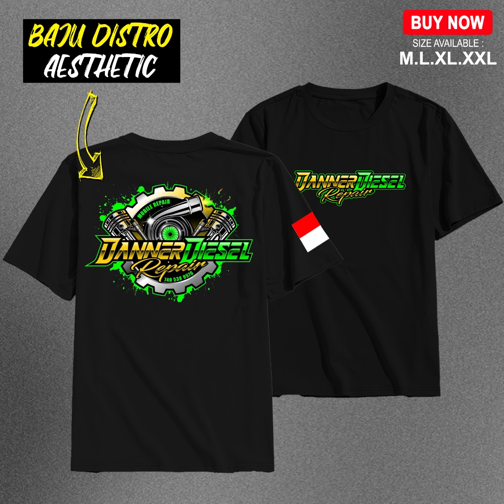 KAOS DISTRO "DINNER DIESEL REPAIR" - KAOS SABLON PRIA DAN WANITA LENGAN PENDEK UKURAN M.L.XL.XXL KAO