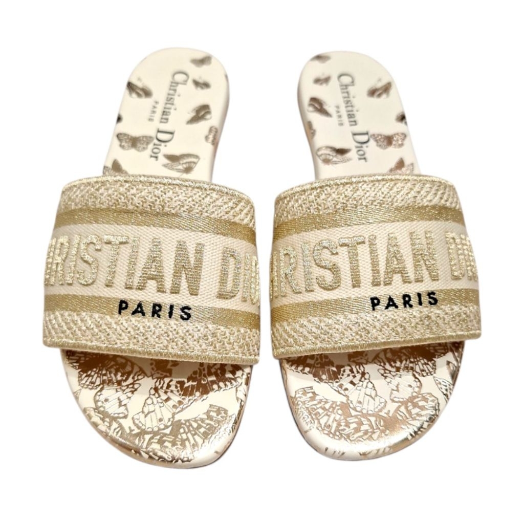 DIOR Dway Sandals White Gold Authentic Preloved