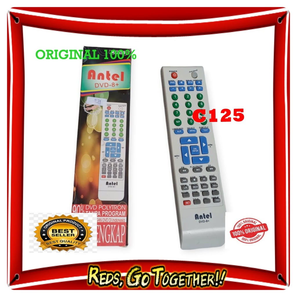 C125 ORI REMOTE DVD ANTEL BERBAGAI MEREK PLAYER DVD MOBILTV PORTABLE TV LCD MP3 CINA  REMOT MULTI UN