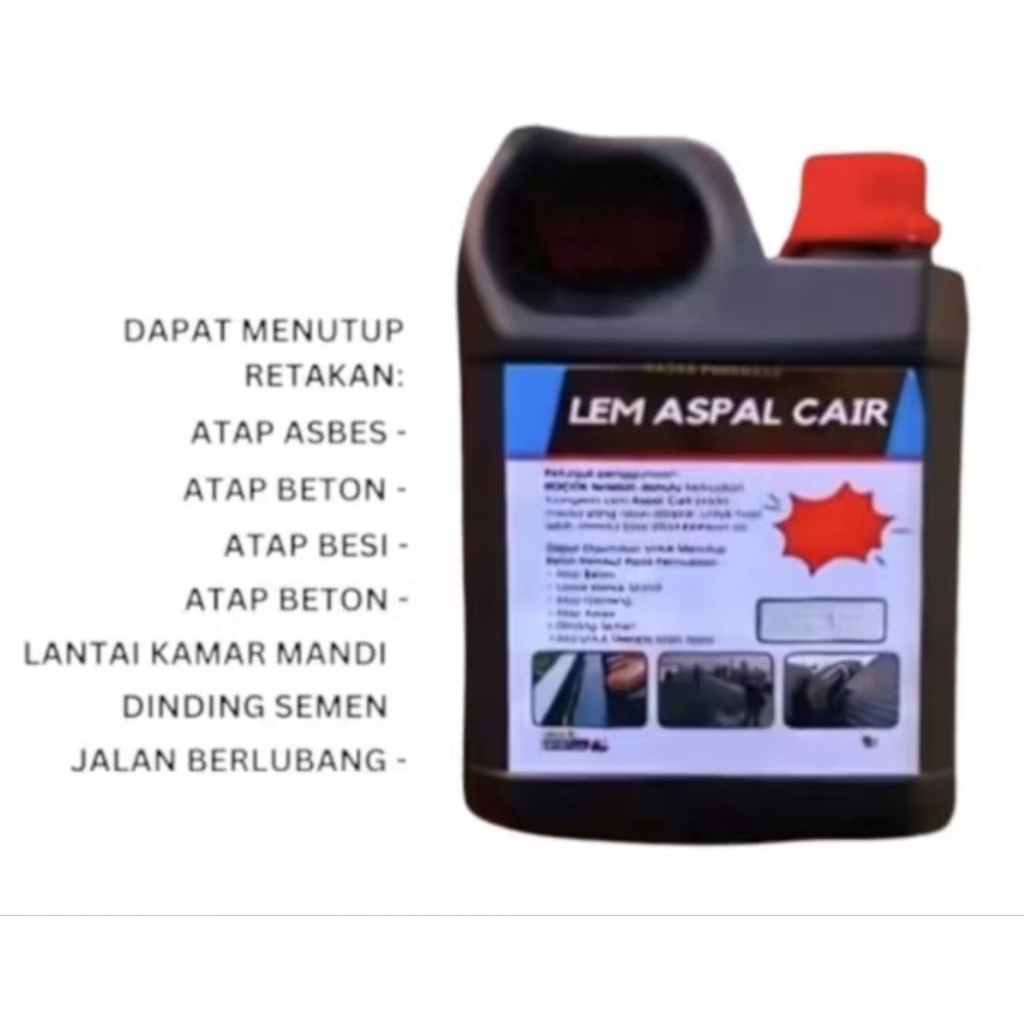 Lem Aspal Cair Anti Bocor,Anti Rembes Bocor Talang Kolam 1Kg Hitam