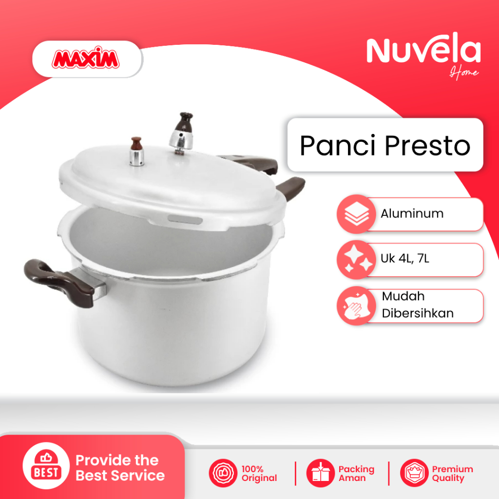 Nuvela HomePanci Presto MAXIM 4 Liter Pelunak Daging Ikan 4L Pressure Cooker Ori