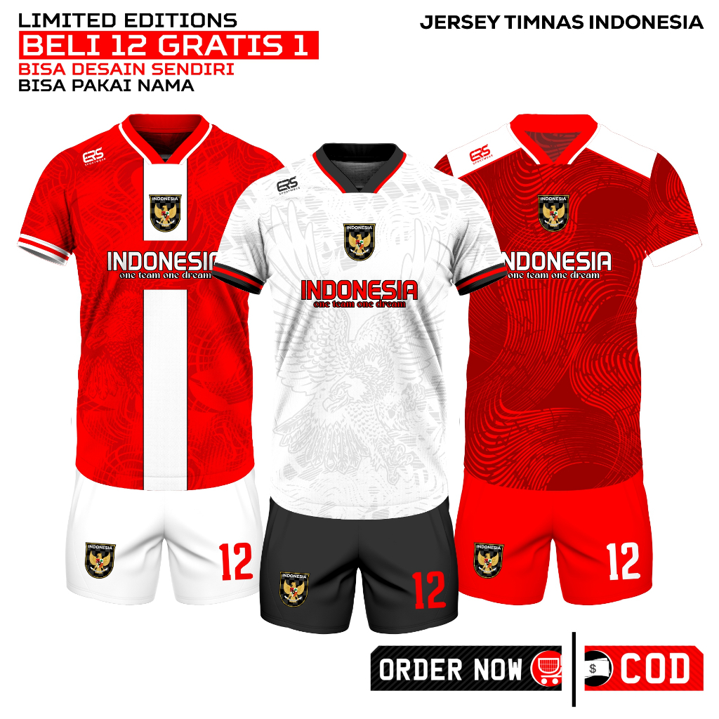 JERSEY TIMNAS FUTSAL/SEPAKBOLA CUSTOM ANAK & DEWASA