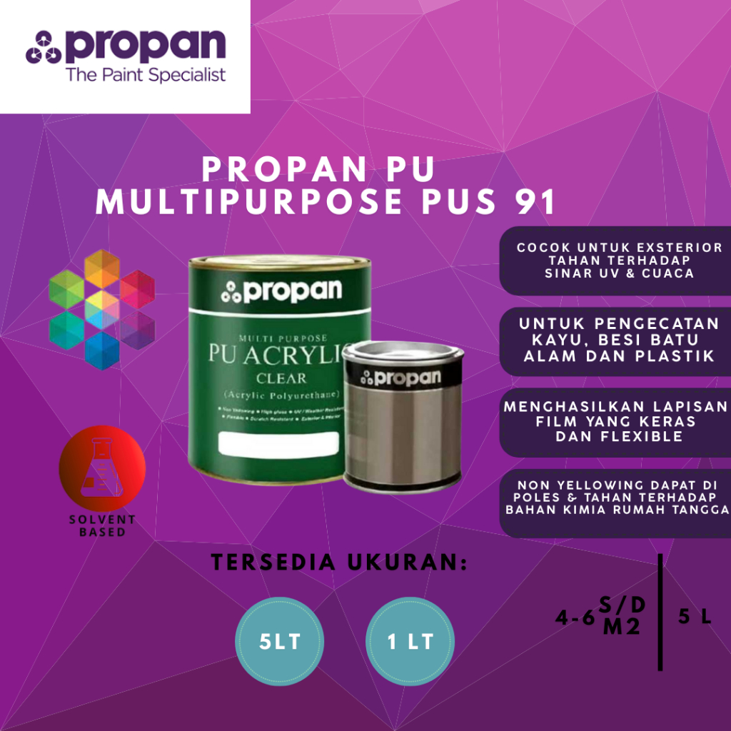 PROPAN PU MULTIPURPOSE 5L PU-91 CLEAR DOFF / CLEAR GLOSS / CLEAR SATIN / PU PROPAN PU-91