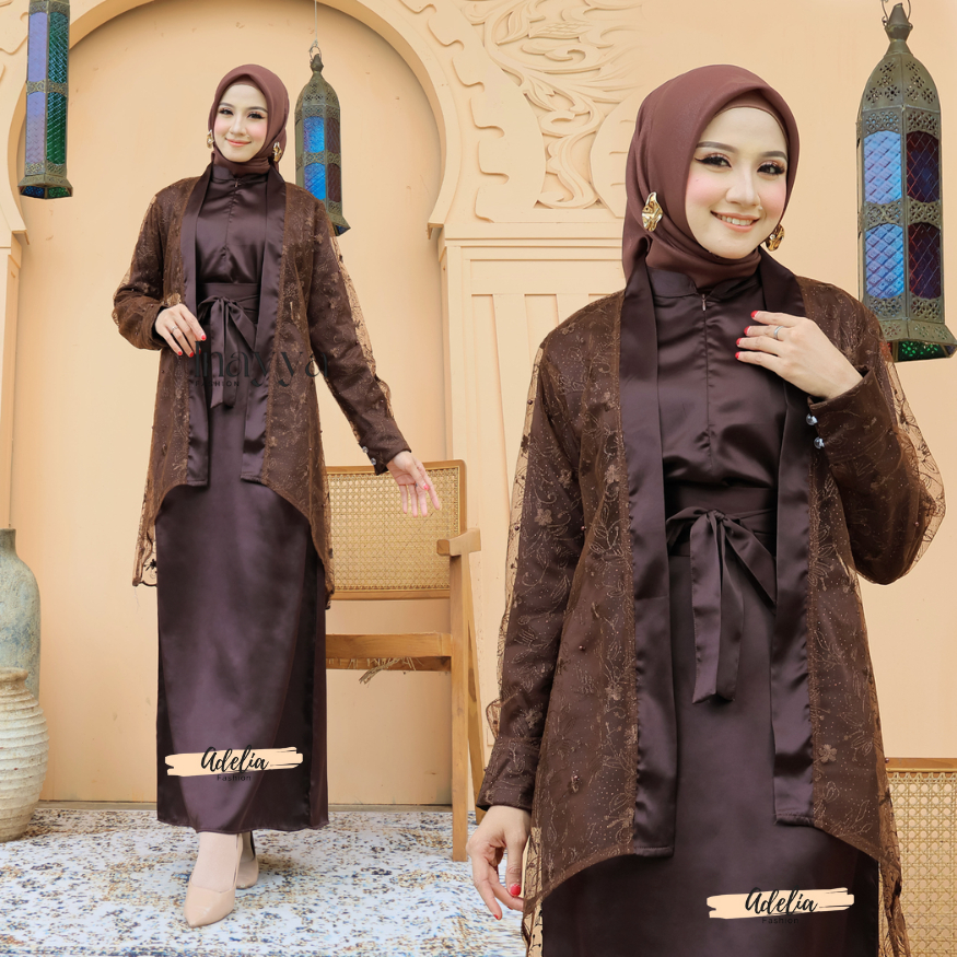 DRESS BRIDESMAID BRUKAT VELOXA DRESS MUSLIM | SET SATIN WANITA SETELAN SATIN SILK KONDANGAN BRIDESMA