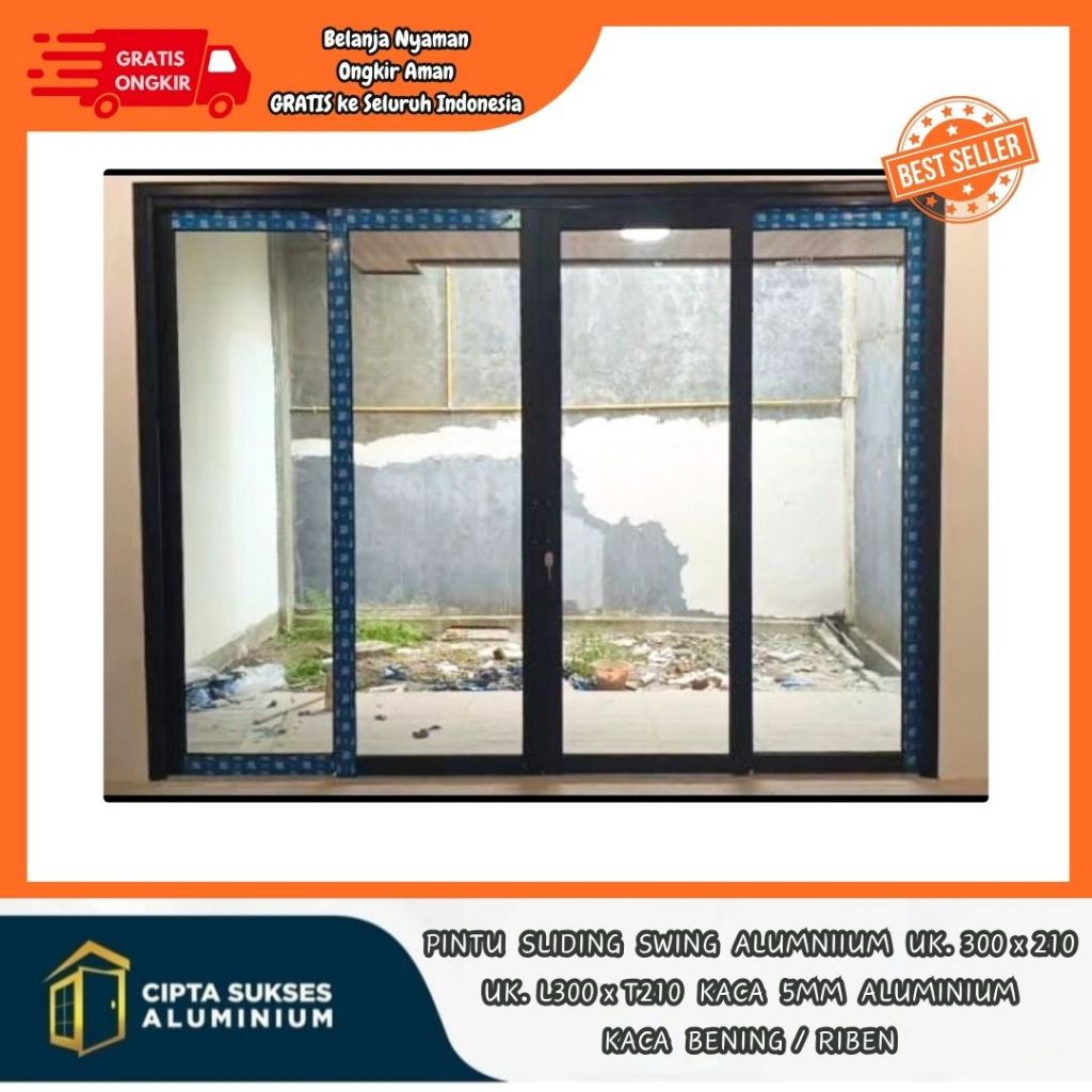 sliding door pintu sliding swing 4 daun ukuran 300x210 aluminium kaca pintu geser swing aluminium ka