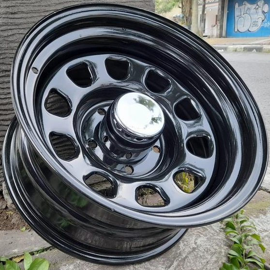 PROMO VELG Daytona Black Ring 15 Lebar 8 Inchi Lubang 5 PCD 139.7 - Velg Mobil