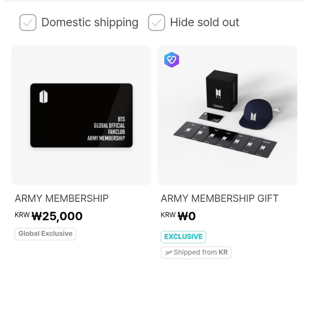 ARMY MEMBERSHIP - BTS