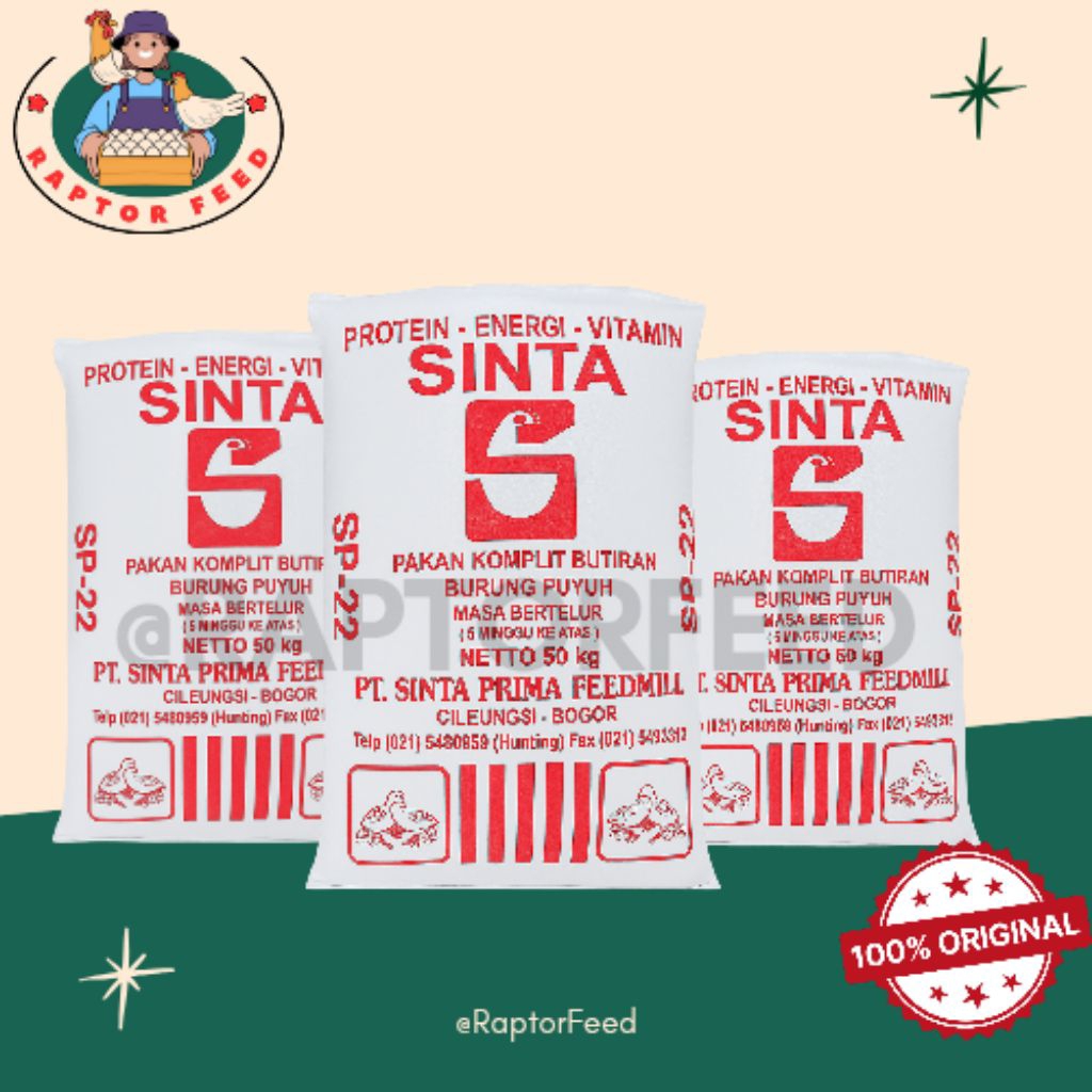 Sinta SP-22 REPACK 1KG Pakan Puyuh Petelur – Nutrisi Lengkap untuk Produksi Telur Stabil