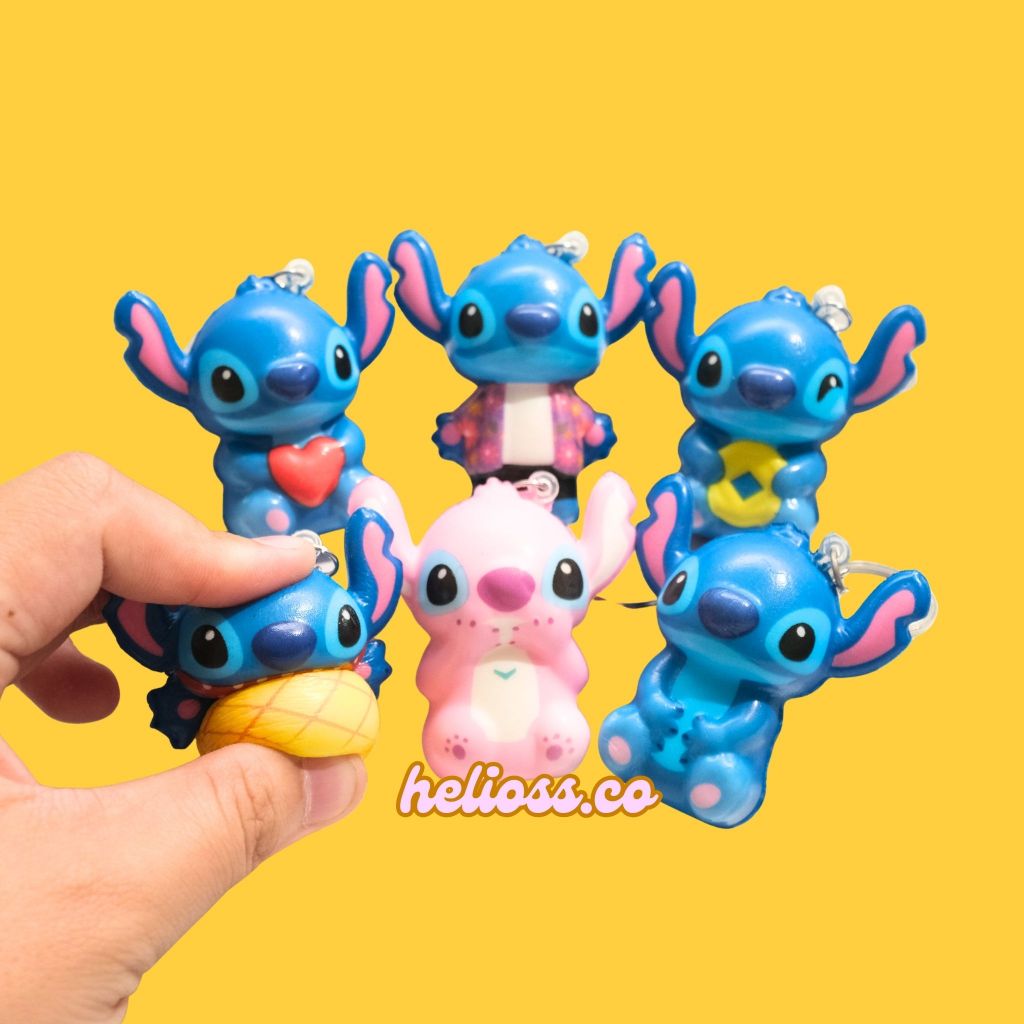 GANTUNGAN KUNCI SQUISHY STITCH KEYCHAIN KEYRING SKUISI KARAKTER STITCH IDE KADO SOUVENIR SKUISI PENC