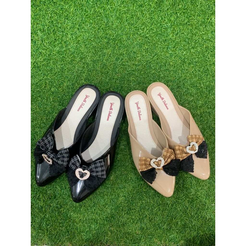 Sandal Sepatu Slip On Karet wanita Jelly Youth Balance Ujung Lancip Pita Gresi kekinian Terbaru | Pa