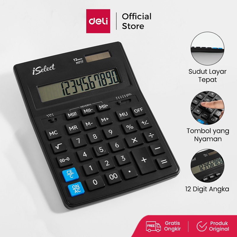 Deli I-Select Kalkulator Meja LCD Besar EM777