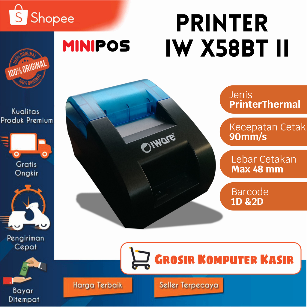 PRINTER THERMAL X58BT II BLUETOOTH CETAK RESI | PRINTER THERMAL RESI 58mm | PRINTER THERMAL MINI RES