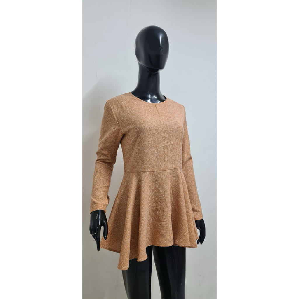 Brown Top, tunik peplum premium, kebaya modern, tunik vintage