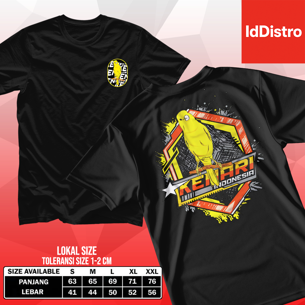IdDistro Kaos Distro Motif Kicau Kenari Bahan Semi Cotton Printing HD Unisex