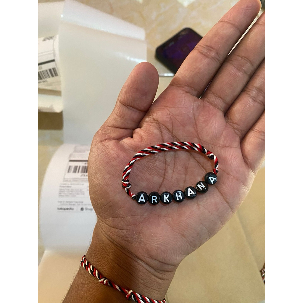 Gelang Tridatu Bayi Anak dan Dewasa Inisial Nama Anti Sawan Max 7 Huruf Gelang Tridatu Anak Gelang T