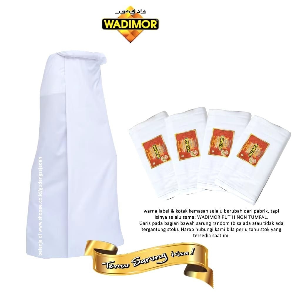 Sarung Tenun Putih Polos kain sarung putih bahan katun tebal ukuran pria dewasa