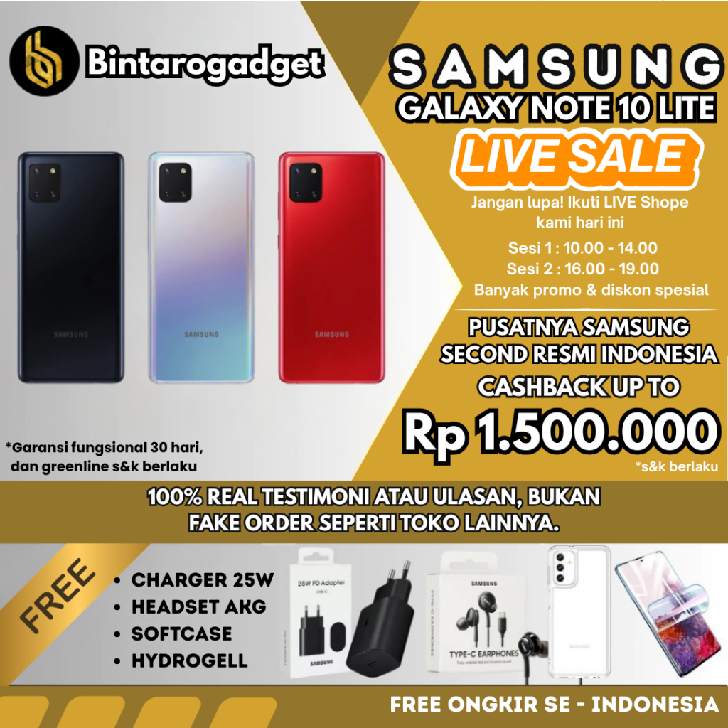 SEIN Samsung Galaxy Note 10 Lite 8/128GB Second Original Resmi Sein