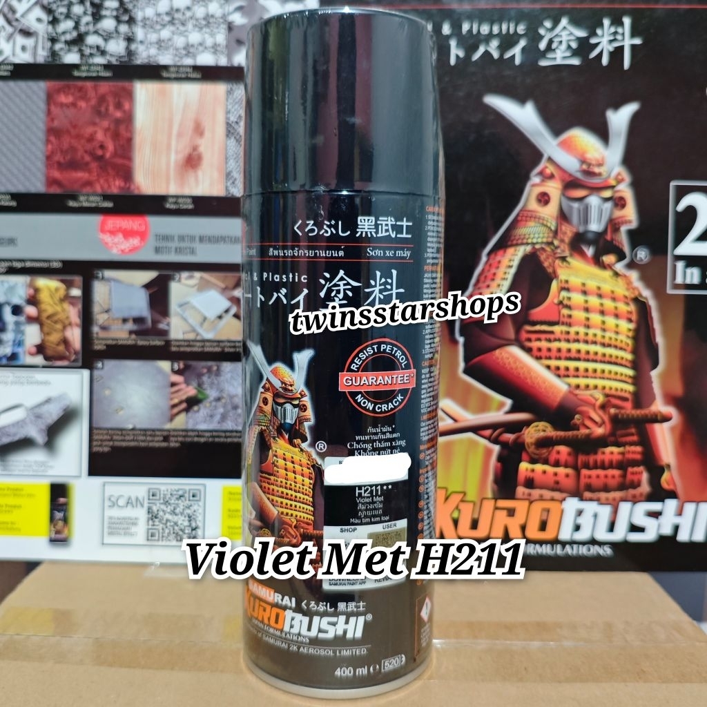 Pilok Pilox Pylox Cat Samurai Violet Met H211 Biru Tua Metalik Glossy Mengkilap 400cc Spray Paint