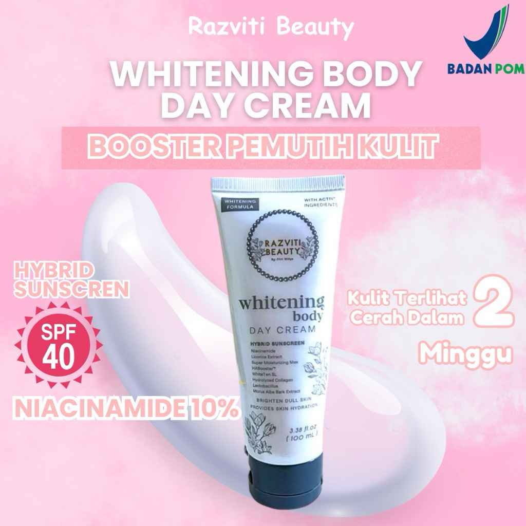 Whitening Body Day Cream, Lotion Pemutih Kulit Ampuh,Pemutih Kulit ,Lotion Razviti Beauty ,Pencerah 