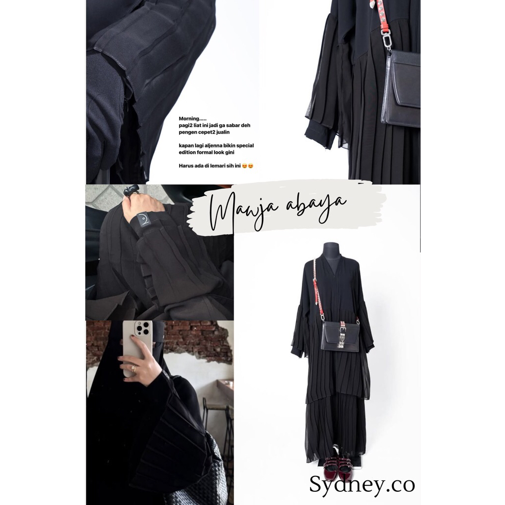 aljenna.id NWT - Mawja abaya • fuse dan french khimar arabian jetblack premium