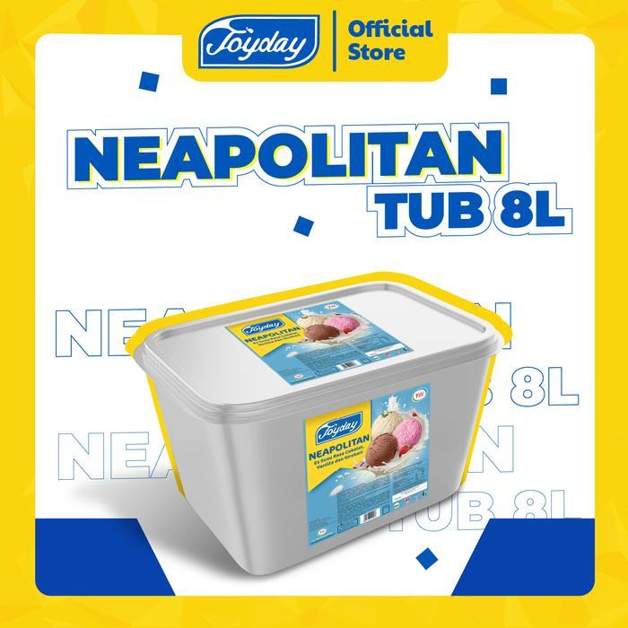Joyday Ice Cream Bucket 8L - Es Krim Ember (Neapolitan 3 in 1 / Vanilla / Coklat / Strawberry)