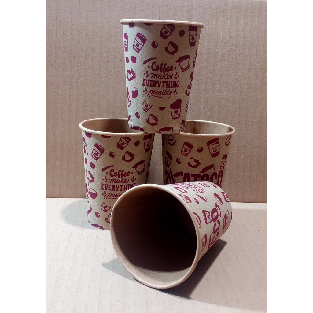 50pcs Paper Cup Kraft 9oz Merk Atcco/Gelas Kertas Warna Coklat/Gelas Kopi