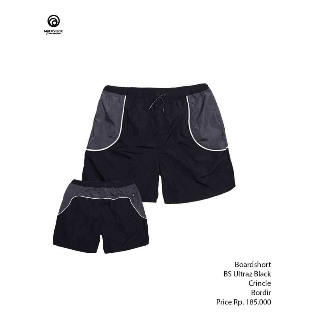 Boardshort lokal original multiverse dimension ultraz black | celana pendek brand lokal