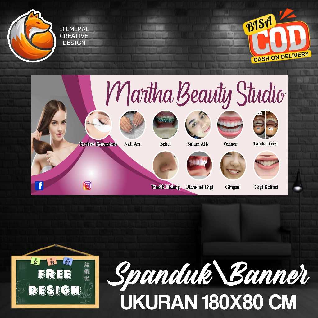 SPANDUK BANNER 180X80 CM BEAUTY SALON FREE DESIGN,BISA REQUEST DESIGN