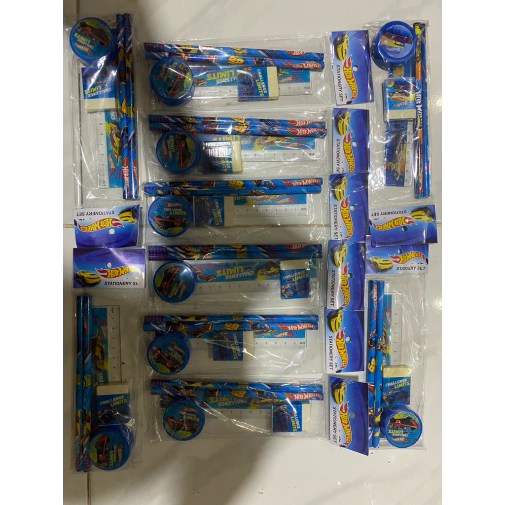 Stationery Set Hot Wheels Pensil Hot Wheels Penggaris Hot Wheels Hapusan Hot Wheels Rautan Hot Wheel