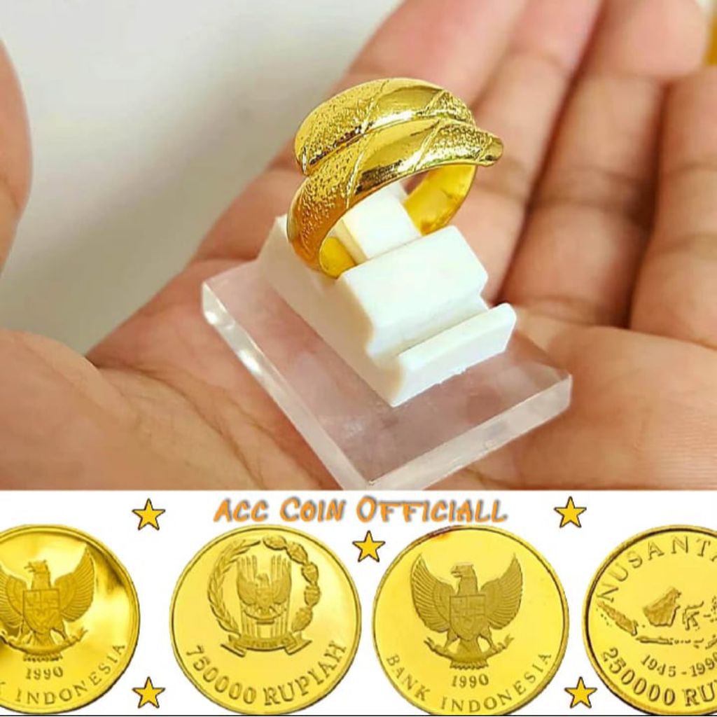terbuat dari koin logam asli cincin motif lingkaran ular emas
