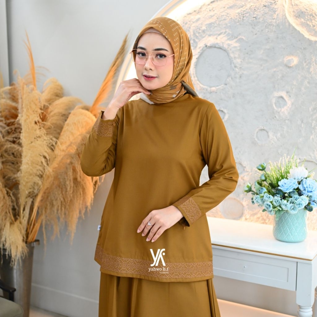 Yahwo Hijab Fashion -Setelan Rok Wanita Terlaris -One Set Bordir R060-Setelan Pdh-Pemda-Bahan Toyobo