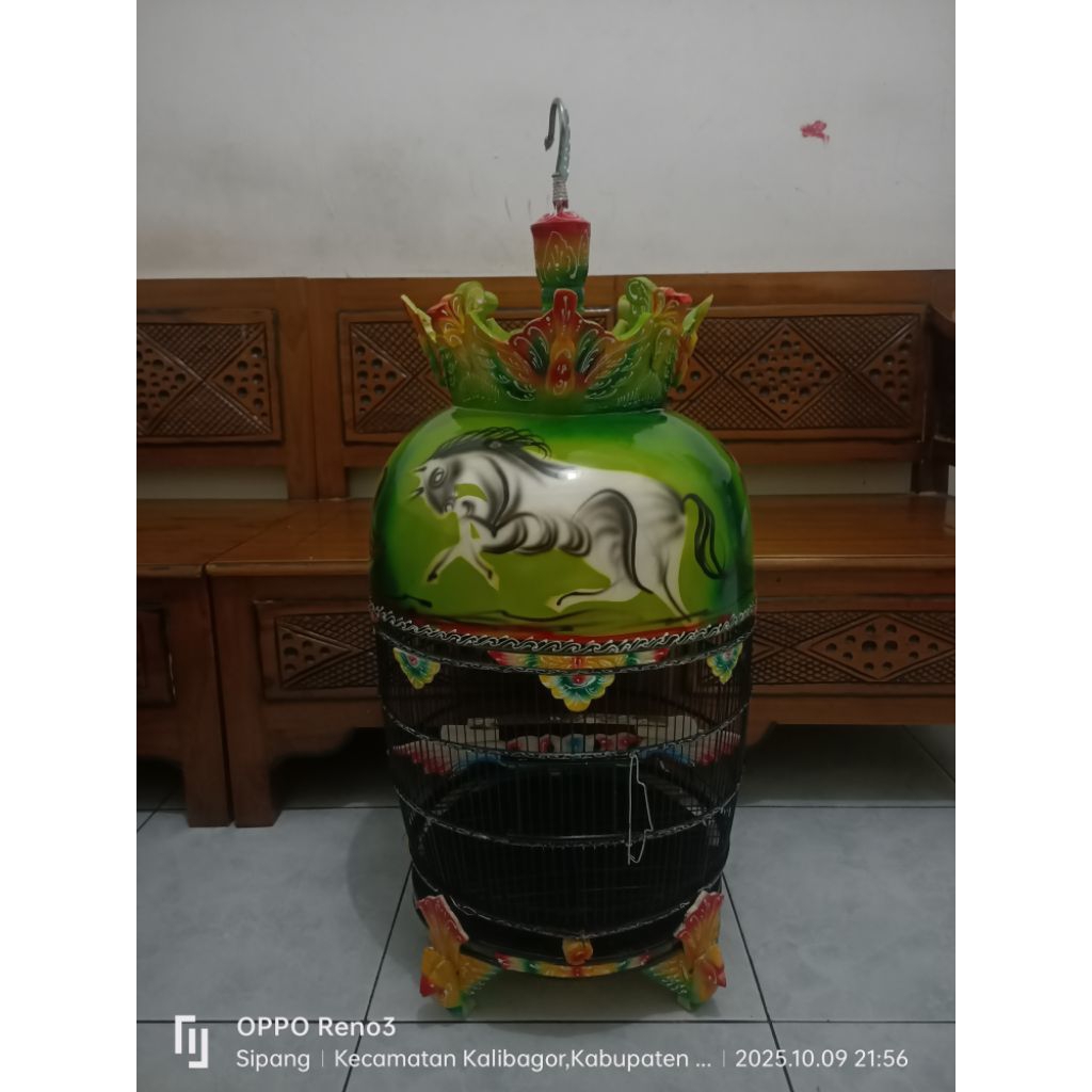 Sangkar Perkutut Mahkota kayu kubah dempulan tebok semi ukir