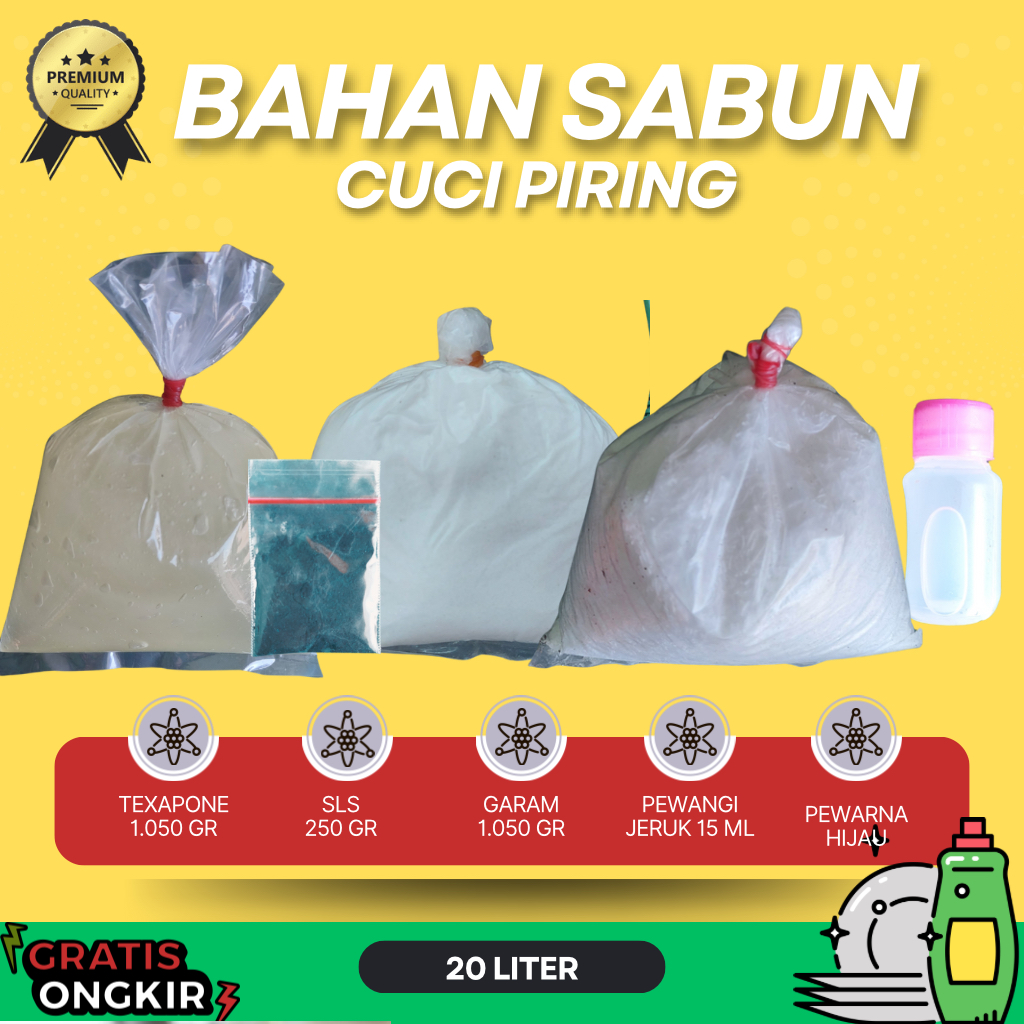 paket bahan sabun cuci piring 20 liter/paket sabun cuci kendraan /biang sabun/bahan sabun/bahan rese